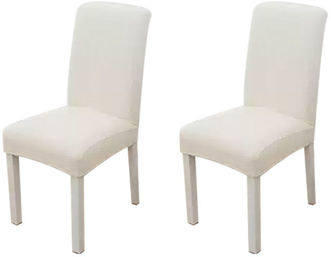 마켓플랜 와플 스판 의자커버, 아이보리, 2개