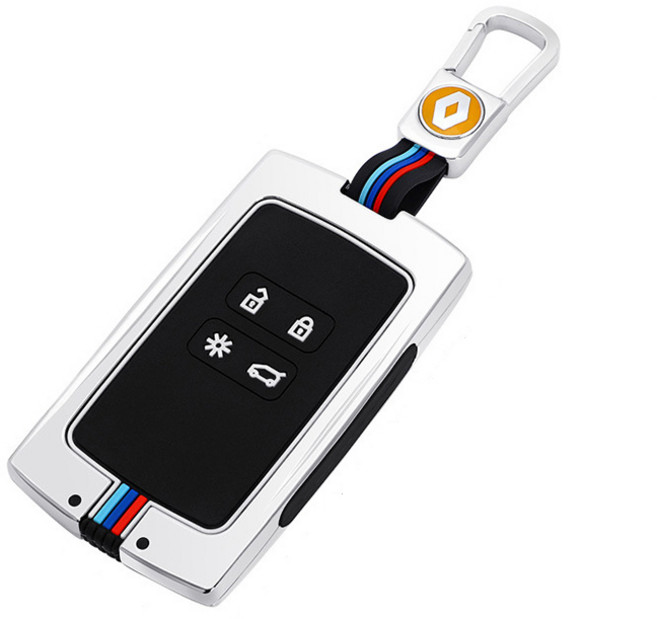 크로니클 sm3 / 5 / 6 / qm6 / xm3 르노 삼성 키케이스 + 키링 세트, 실버, CRONIC401