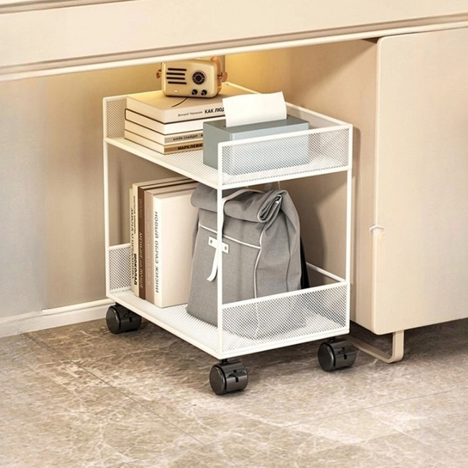 책상 정리 수납 이동식 트롤리 중형 BRP960, 화이트, 2단