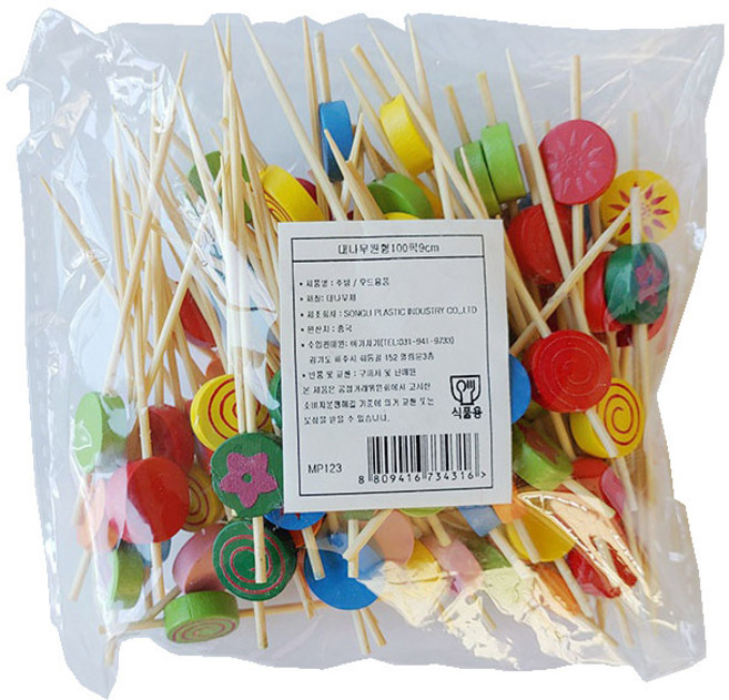 대나무 원형 꼬치 12cm, 1개, 100개입