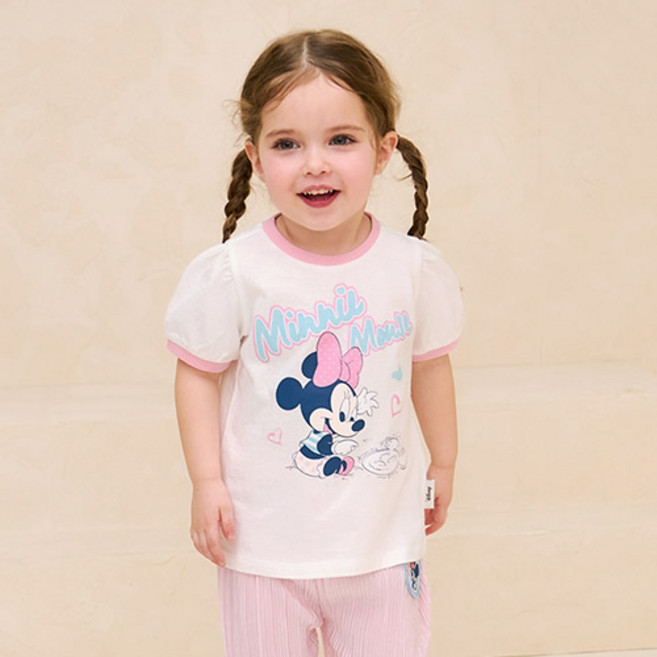 밀크마일 여아용 통기성 디즈니 베이비 미니마우스 마이 러버링 티셔츠
