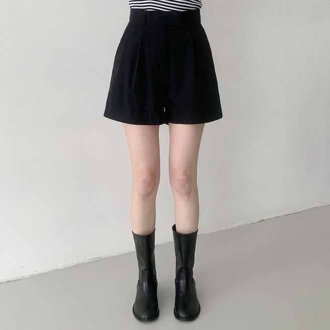 플랜데이 여성용 라딘 나일론 핀턱 뒷밴딩 숏팬츠 숏