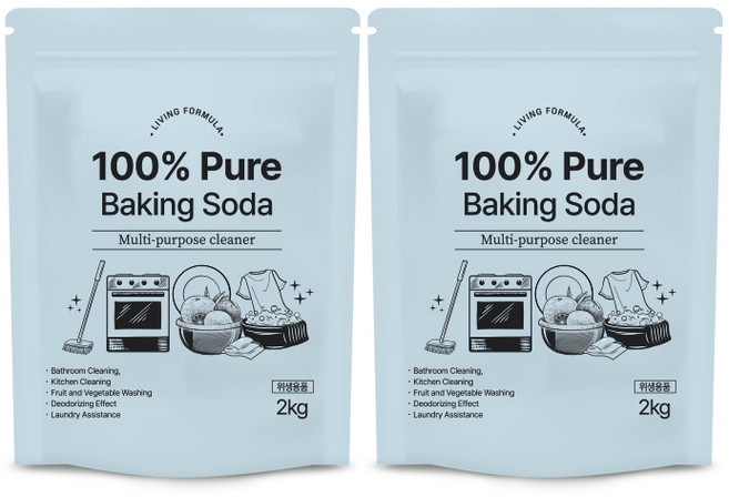 생활공식 100 Pure 베이킹소다, 2kg, 2개