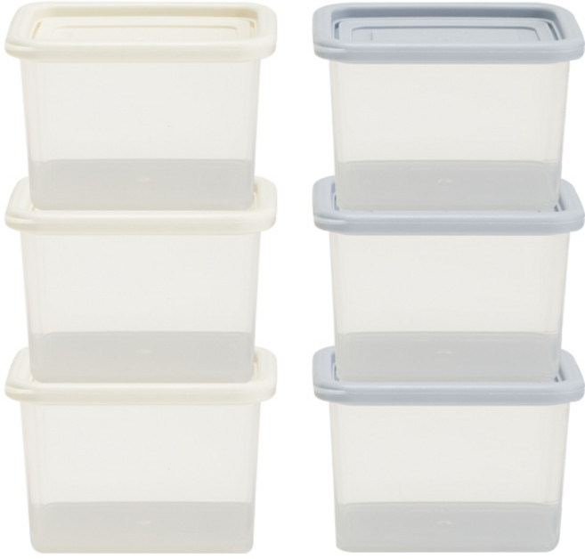 이지앤프리 프리 도어포켓 냉장고 정리용기 385ml 아이보리 3p + 그레이 3p, 1세트