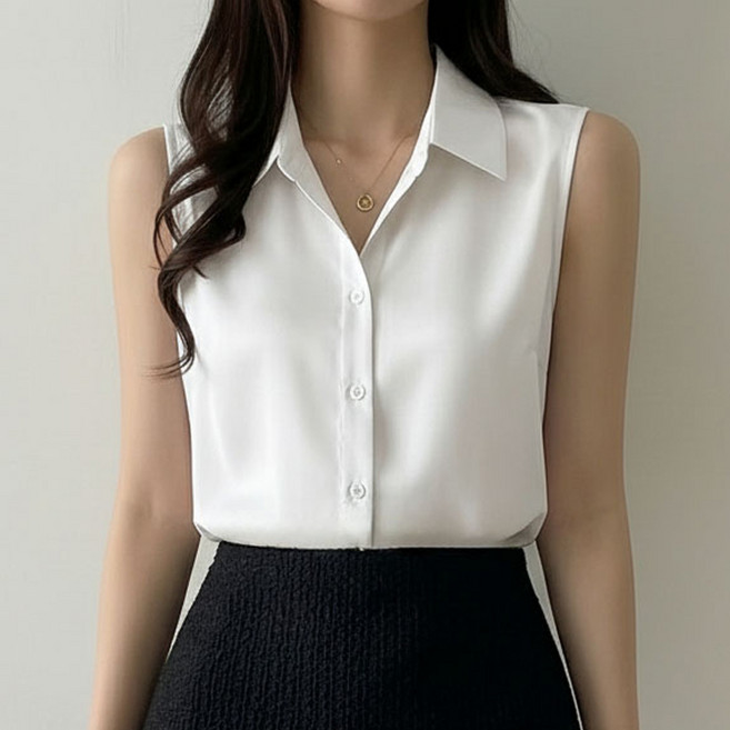 peilit 女款日常基本款柔軟無袖翻領罩衫