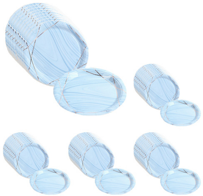 파티해 감성 파티접시 마블블루 18cm, 10개, 5세트