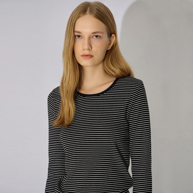 쉬즈미스 여성용 스트라이프 라운드 티셔츠 SAJTSO32050
