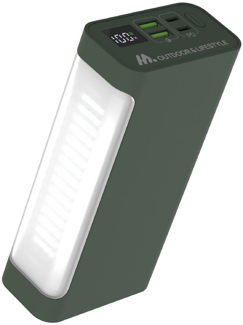 밸류엠 LED 랜턴겸용 PD 65W 초고속충전 보조배터리 30000mAh + CtoC 60W, 카키, VM-PA30BLT