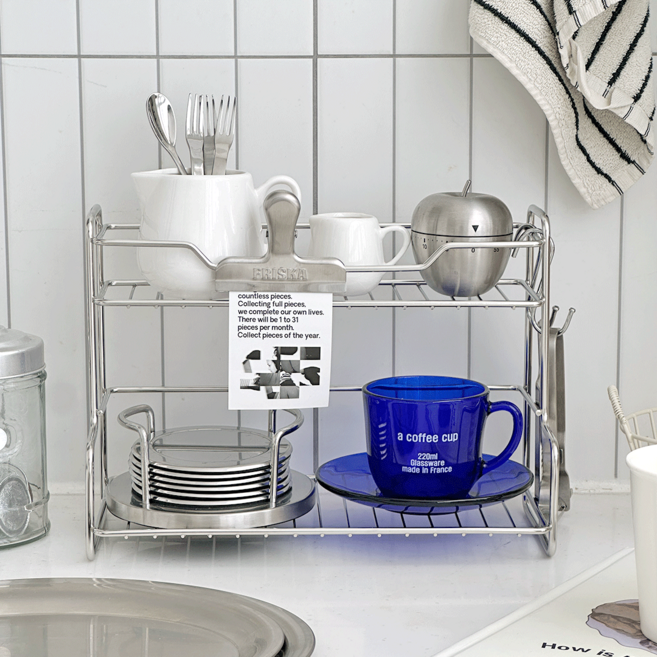 데미무드 밀리 스틸 미니 다용도 정리선반, 1개, 실버, 2단