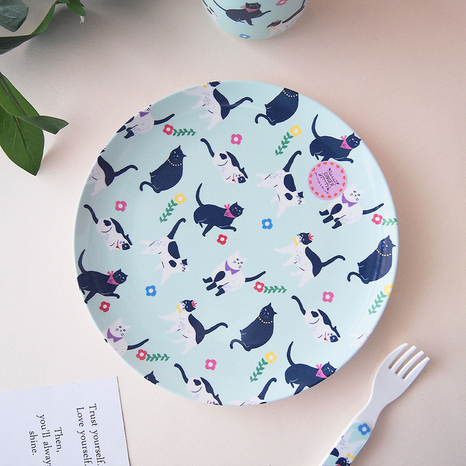 진저 덴마크감성 유아식기 원형 접시 대, 고양이, 1개