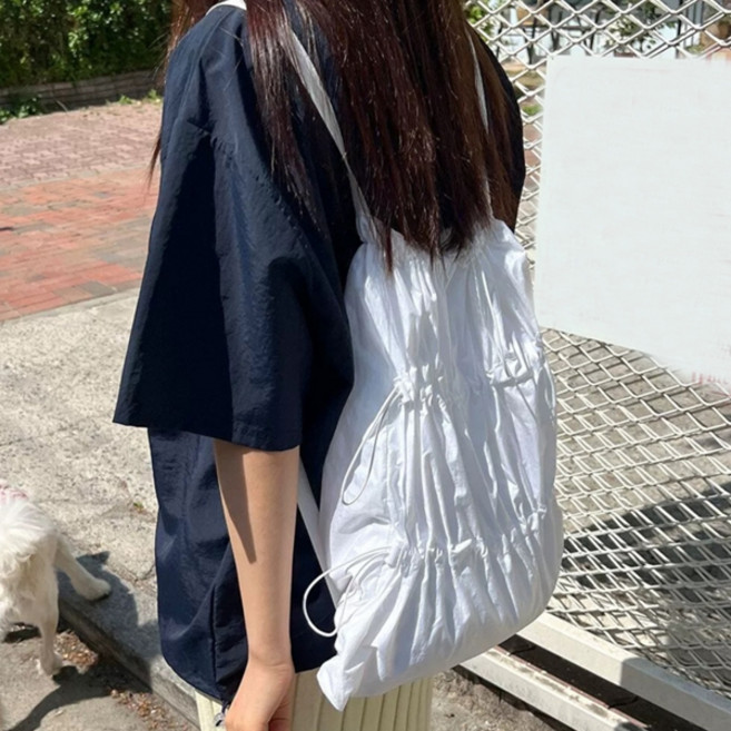 피어니스트 여성용 셔링단 장식 스트링 백팩