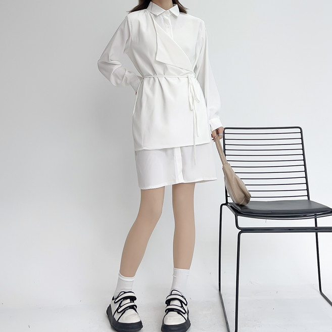 더시럽 여성용 언발 스트랩 셔츠 원피스