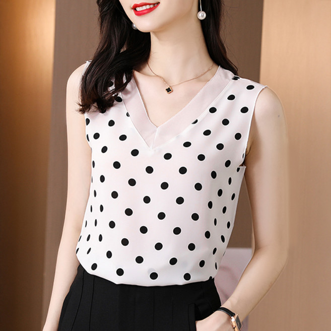 포플러앤씨 여성용 레아라나 도트 빅사이즈 나시 블라우스 P26SMBL030912