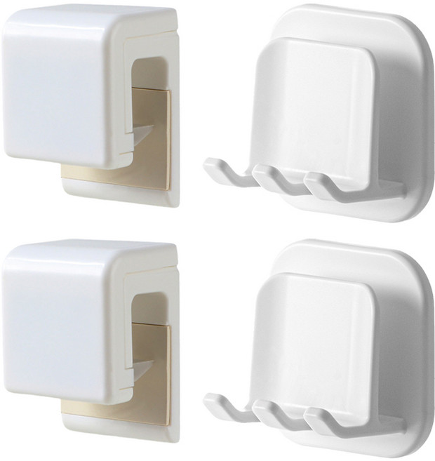 hillo 이지 무타공 클립형 치약 걸이 2개 + 칫솔 걸이 2개 세트, 1세트