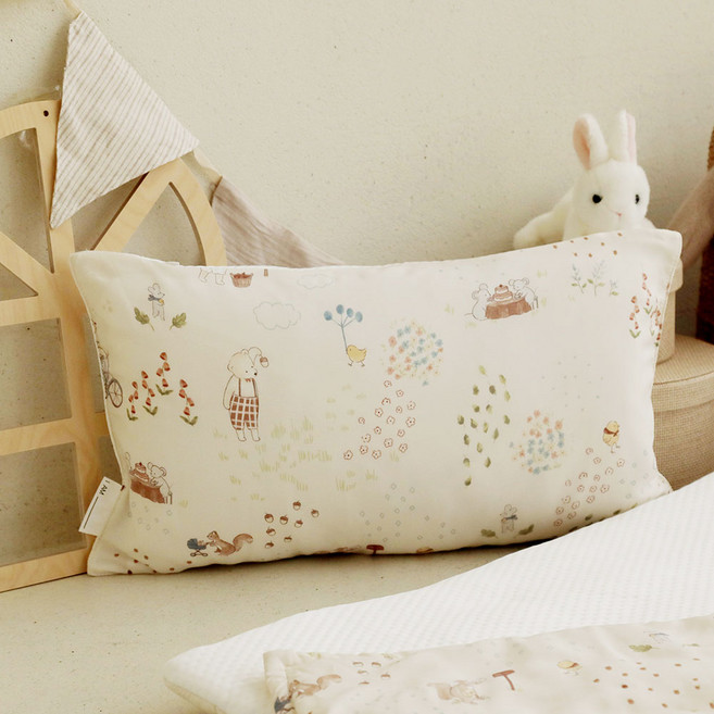 히요코베이비 모달 듀라론 양면 베개 솜포함 베개커버, 곰돌이의하루