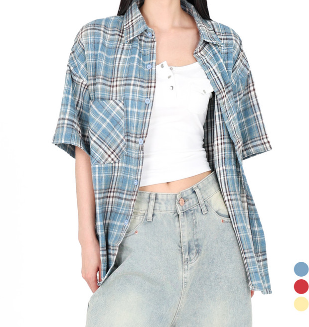 Dotif 女款 Janni 格紋短袖襯衫 T25SS1-A1887