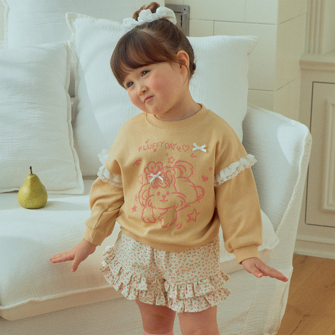 퍼스트블루 아동용 퍼피레이스 맨투맨 긴팔 티셔츠