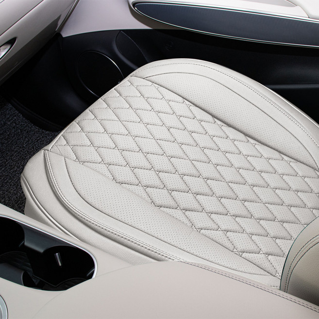 대한오토모빌 자동차 가죽 시트커버 앞좌석 차량용 카시트 보호매트 방석, 웜그레이, 1개