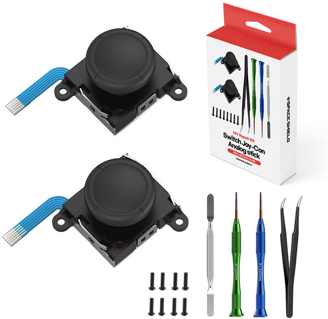 스페이스쉴드 닌텐도 스위치 / OLED / 조이콘 아날로그 스틱 프리미엄 수리 공구 세트, 블랙, 1세트