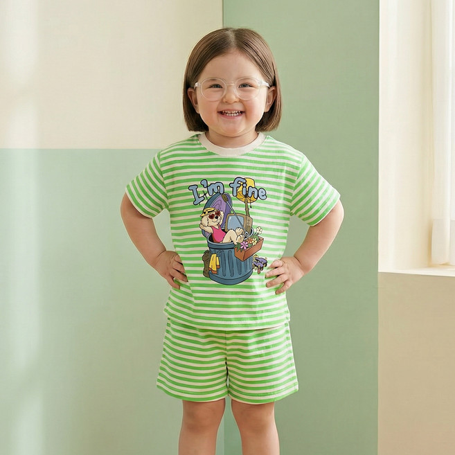 링링 아임파인 반팔 티셔츠 + 하의 세트