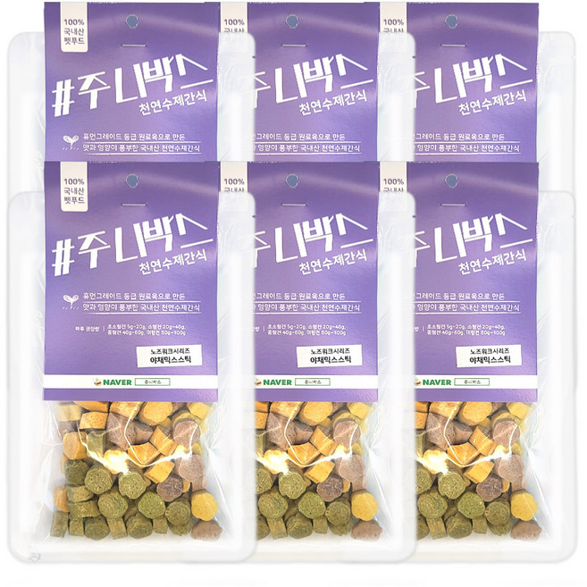 주니박스 강아지 야채믹스스틱 수제간식 100g, 6개, 고구마 + 황태 + 단호박 + 브로콜리 혼합맛