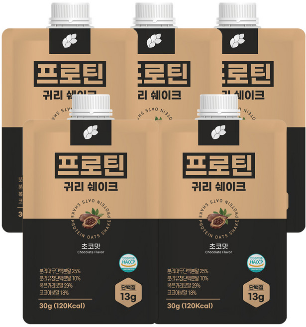 논앤밭위드 프로틴 귀리쉐이크 초코맛, 30g, 5개