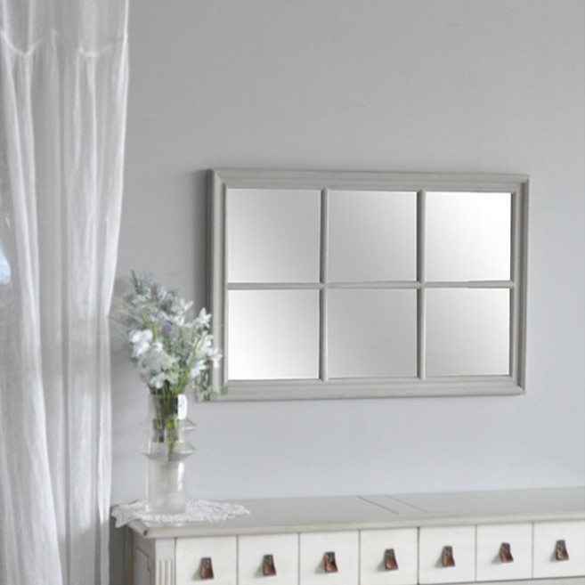 꼬떼따블 직사각 러스티 창문 벽거울 21637, 그레이