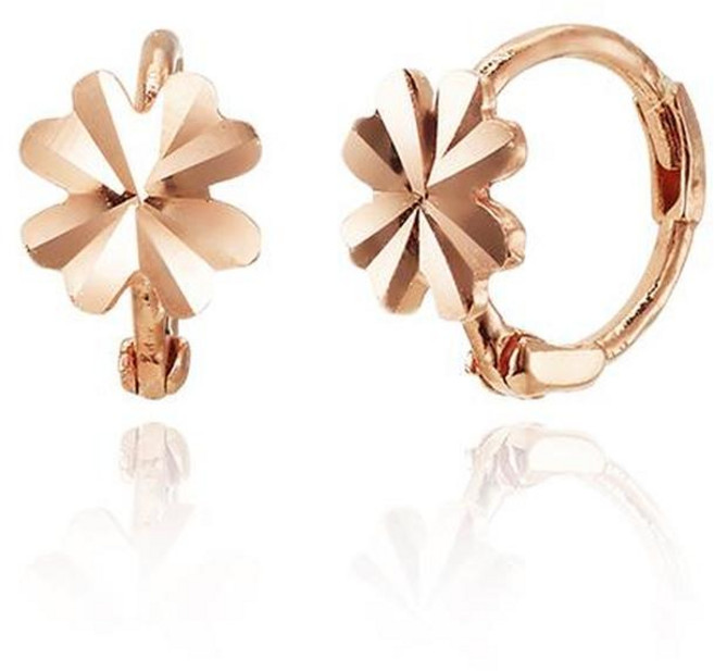 SEMI JEWELRY 女款 14K 小幸運草耳環 + 提袋 黃金