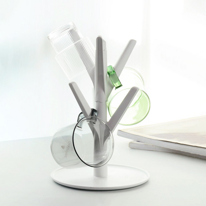 바른리빙 퓨어 트리 컵걸이 꽂이, 화이트, 1개