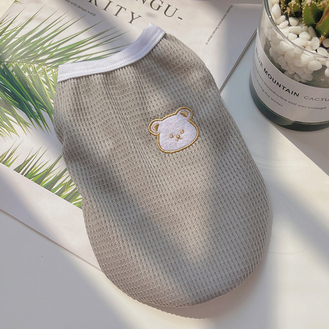 아티펫 반려동물 단색 귀여운 와플 베어 조끼, 그레이, 1개