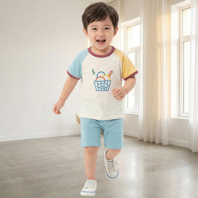 KIDSCOMO 兒童冰杯短袖上下裝套組