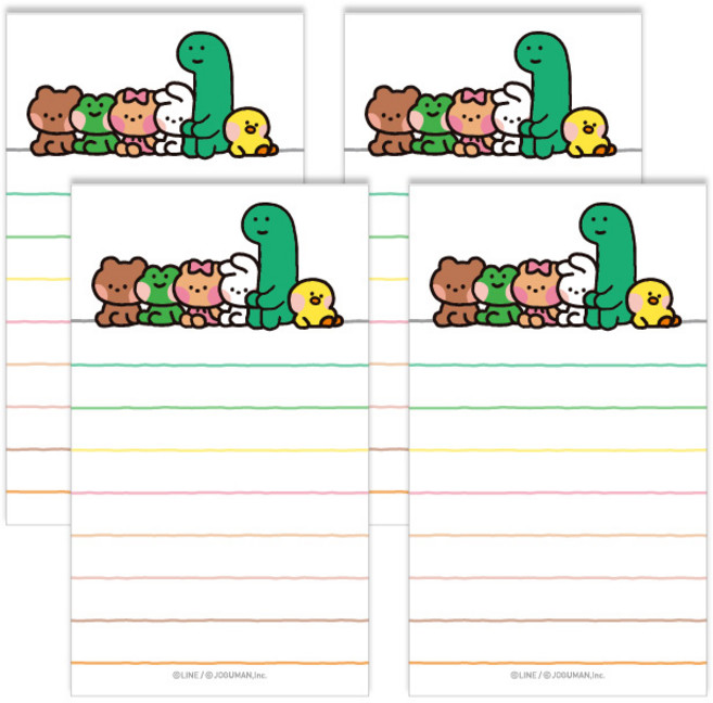 플라잉웨일즈 라인프렌즈 미니니구만 메모패드, 화이트, 50매, 4개