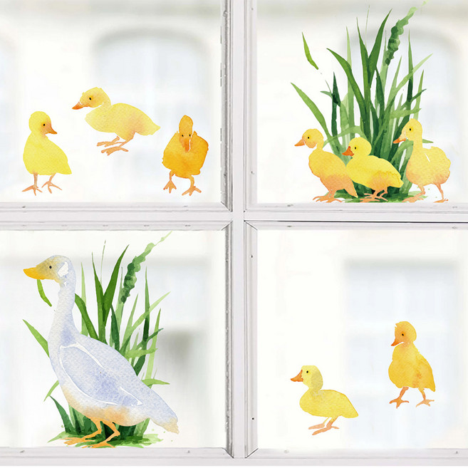 LANO 鴨子家族感性無痕窗戶裝飾貼紙, 鴨子家族