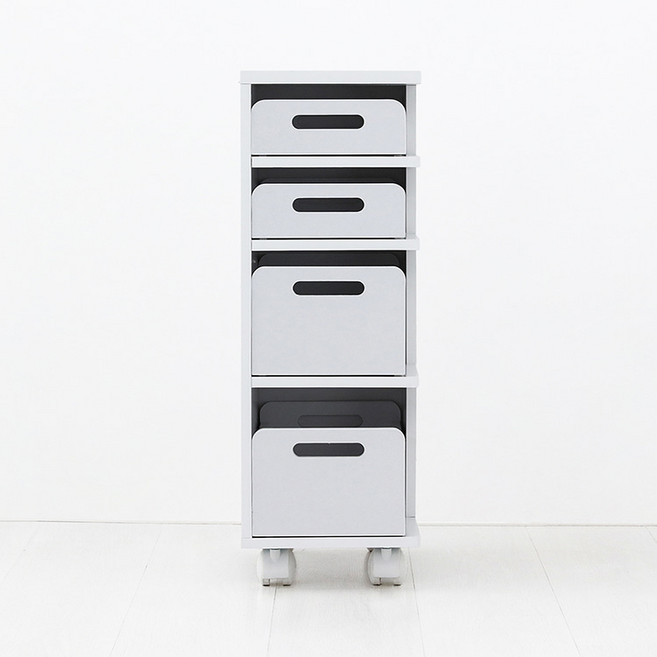 마켓비 숄리드 수납 트롤리 WGM7325, 화이트, 4단