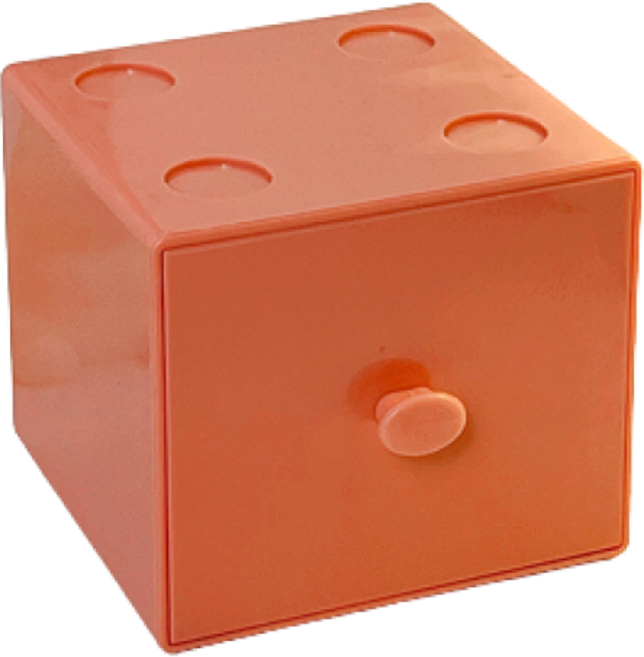 원미닛 탁상용 마카롱 컬러 블록 미니 서랍장, 레드오렌지, 1단