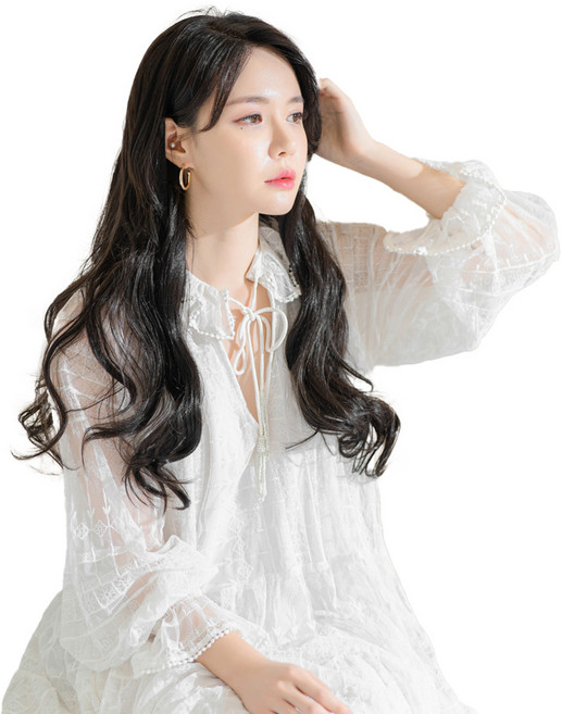 가발나라 여성용 반가발 롱 레이어드 로맨틱펌, 다크블랙, 1개