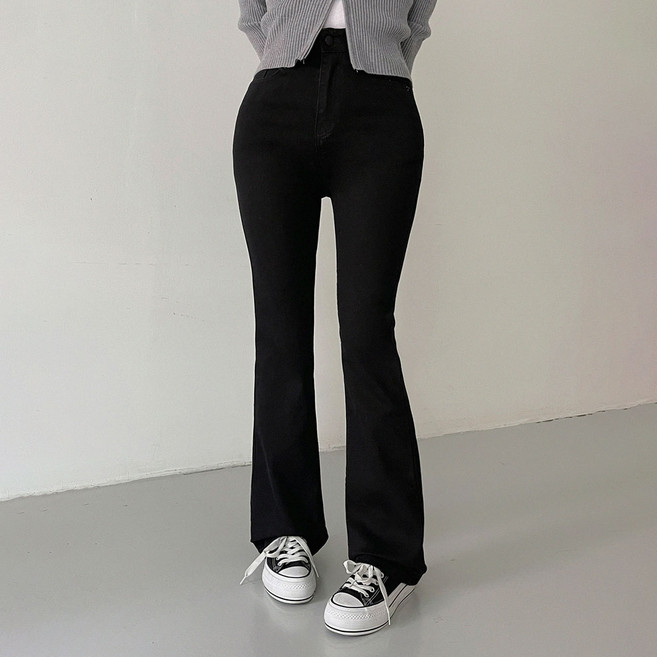 플랜데이 여성용 숏/미디움/롱 모리 슬림 워싱 스판 부츠컷 데님 팬츠