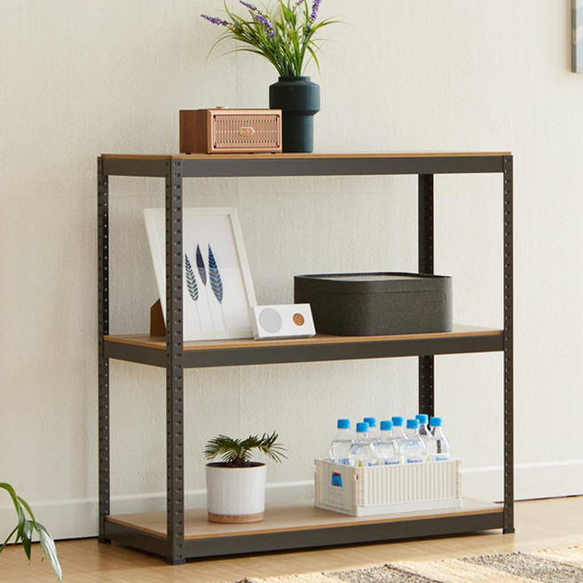 Tres Belle 緊湊型組裝式鐵製角鋼層架三層, 深灰色, 3層