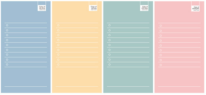 CMYK 컬러 체크리스트 떡메모지 4종 세트, 1세트, 민트, 핑크, 옐로우 ,블루