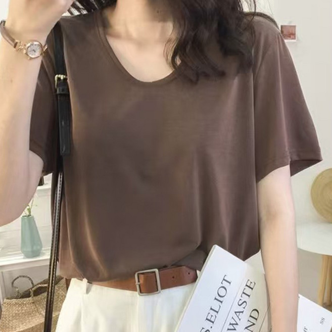 구디프 여성용 소프트무드 V넥 반팔 티셔츠