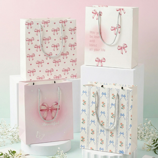 좋은기븐 믹스 쇼핑백 4종, 핑크 리본 믹스, 1개