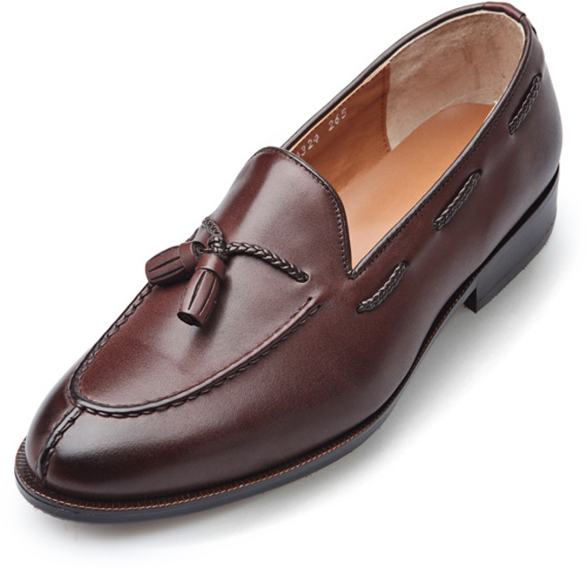 VONIN 남성용 천연소가죽 비브람솔 초코버닝 핸드메이드 태슬로퍼 JH093COB