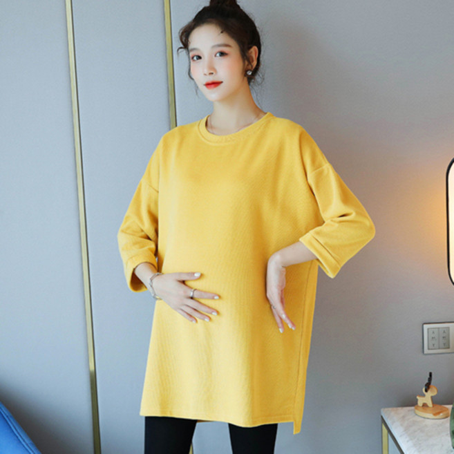 임산부 심플 베이직 라운드 티셔츠