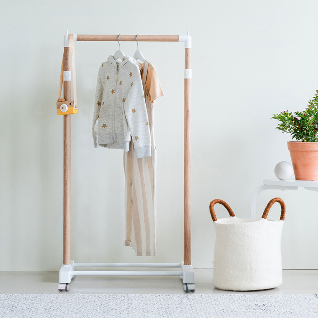 네이프 이동식 행거 CM650, 우드 + 화이트