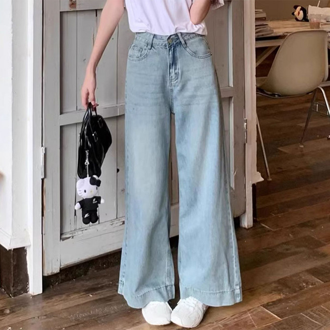 라라티나 여성용 케네즈 와이드 쿨링 워싱 청바지