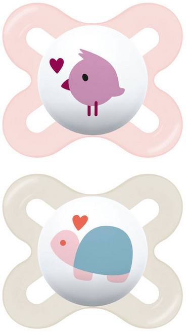 MAMBaby 신생아 스타트 실리콘 쪽쪽이 2종 세트, 1단계(0~2개월), 핑크, 화이트, 1세트