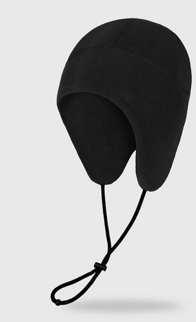 파라주니 겨울 이어머프 끈달린 아웃도어 보온 스포츠 모자 HJ0957, 블랙, 1개