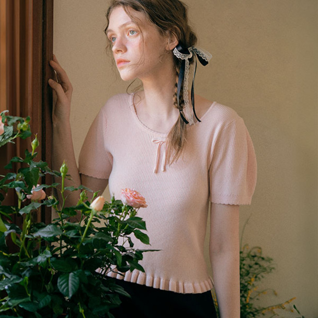 로라로라 여성용 FRILL RIBBON KNIT