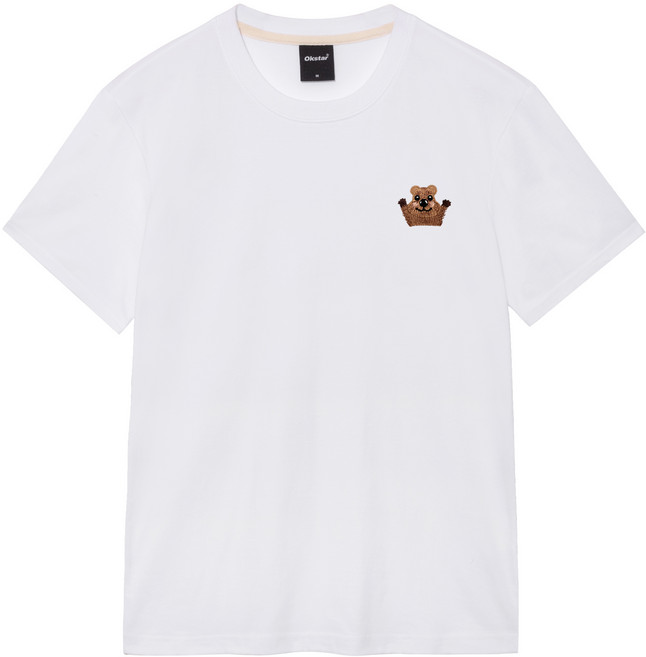 Octa Quokka 刺繡短袖 T 卹 1TS022, 白色