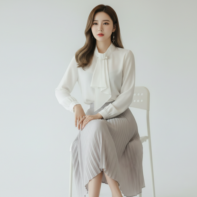 Goodif 女款基本版型雪紡日常辦公室正裝襯衫